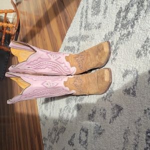 Justin pink square toe boots